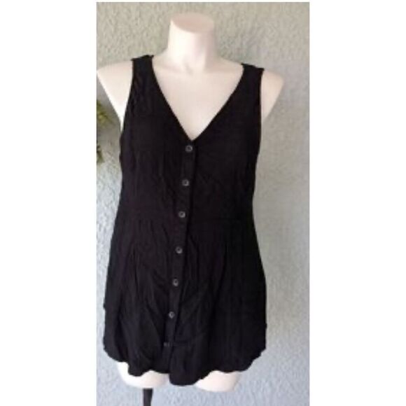 Peplum Harper Sleeveless shirt Blouse torrid plus 3 button up v neck tie back - Picture 1 of 4